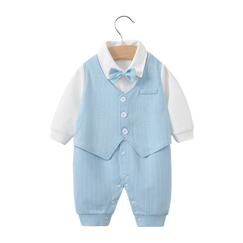 Childrens jumpsuit, babys one year old romper, long sleeved newborn hundred day gentlemanly suit, childrens clothin
