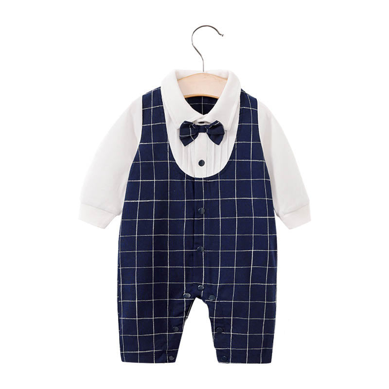 Childrens jumpsuit, babys one year old romper, long sleeved newborn hundred day gentlemanly suit, childrens clothin