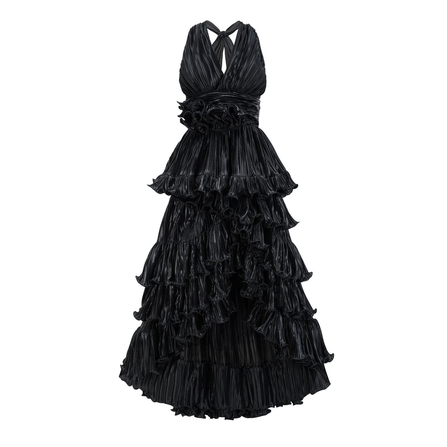 Sexy V-neck Formal Dress Sleeveless High-waist Height-enhancing Long Dress Unique Train Evening Gown