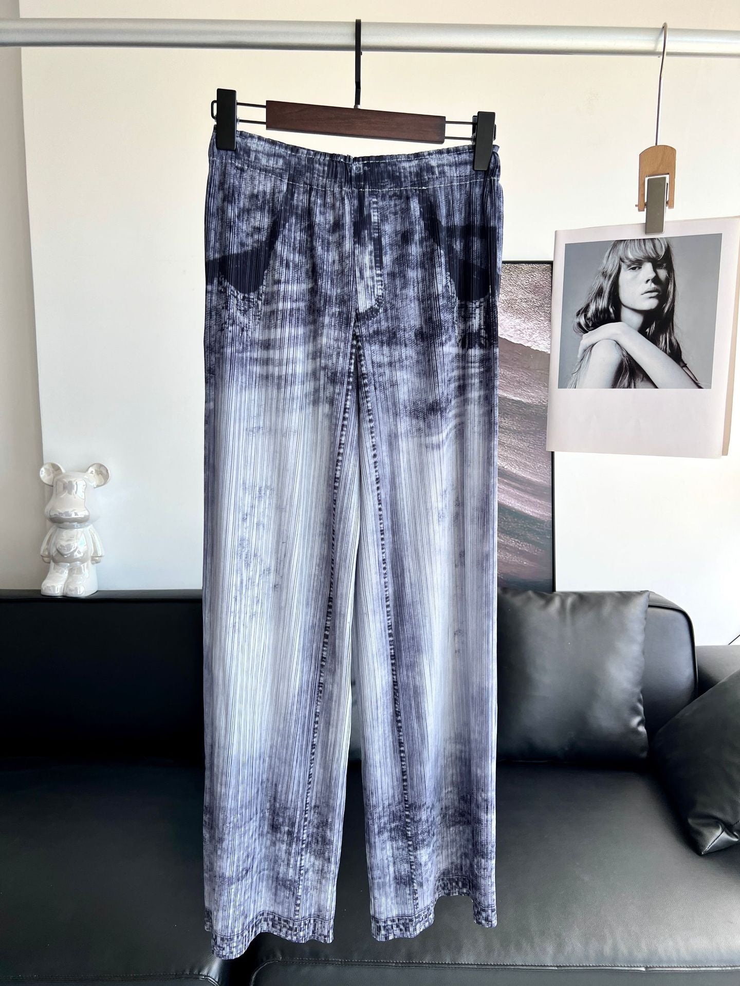 Summer women's fashion temperament slim pleated cardigan comfortable top denim style straight pants two-piece set