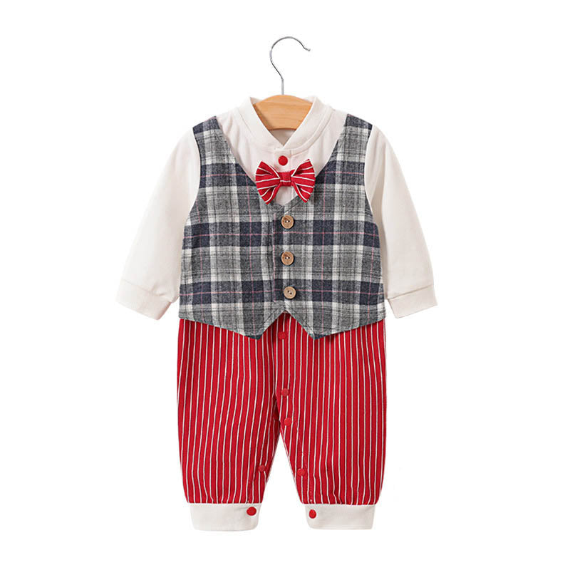 Childrens jumpsuit, babys one year old romper, long sleeved newborn hundred day gentlemanly suit, childrens clothin