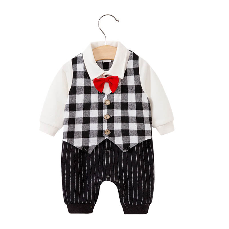 Childrens jumpsuit, babys one year old romper, long sleeved newborn hundred day gentlemanly suit, childrens clothin