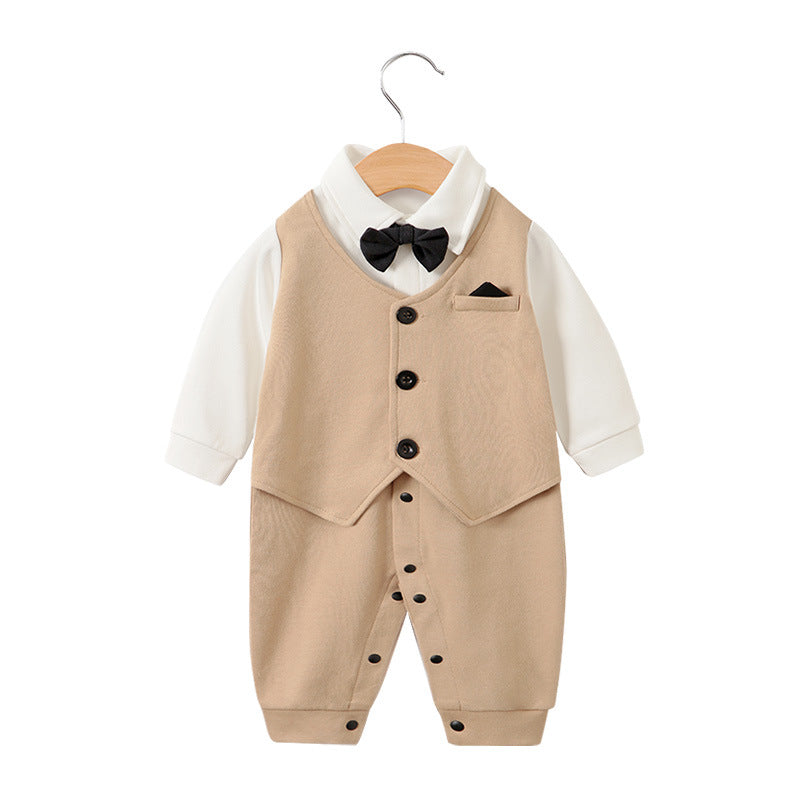 Childrens jumpsuit, babys one year old romper, long sleeved newborn hundred day gentlemanly suit, childrens clothin