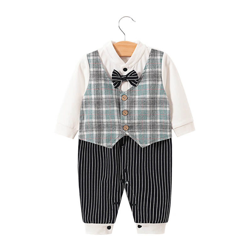 Childrens jumpsuit, babys one year old romper, long sleeved newborn hundred day gentlemanly suit, childrens clothin