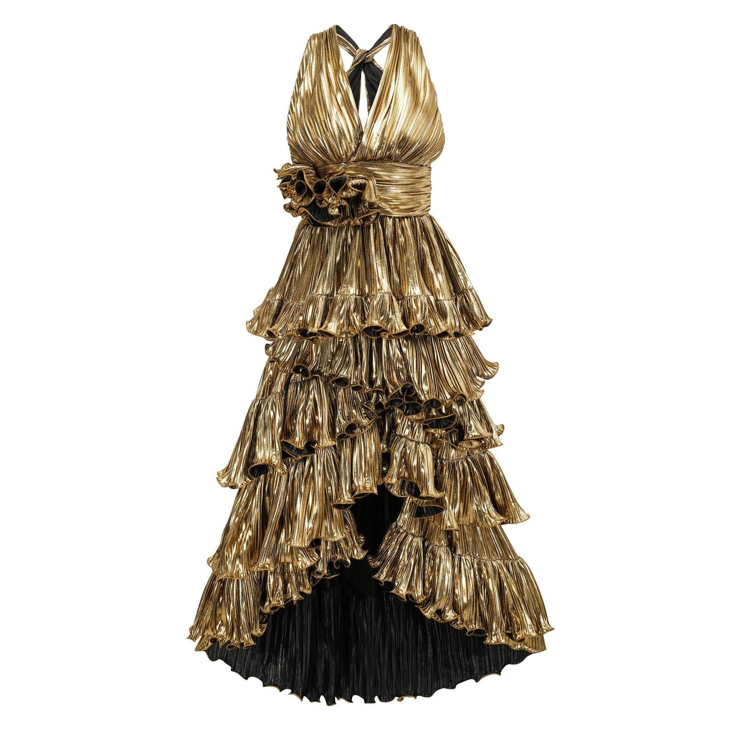 Sexy V-neck Formal Dress Sleeveless High-waist Height-enhancing Long Dress Unique Train Evening Gown