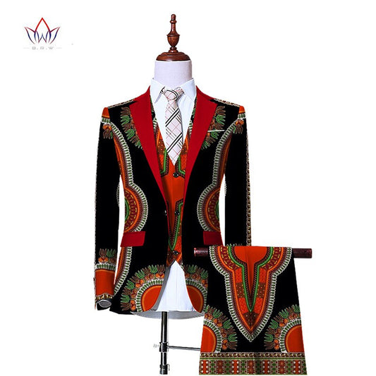 (Jacket+Vest+Pants)Blazers for Men 3 Piece Slim Fit Cowboy Wedding Men Suit Retro Gentleman Mens' African Clothing