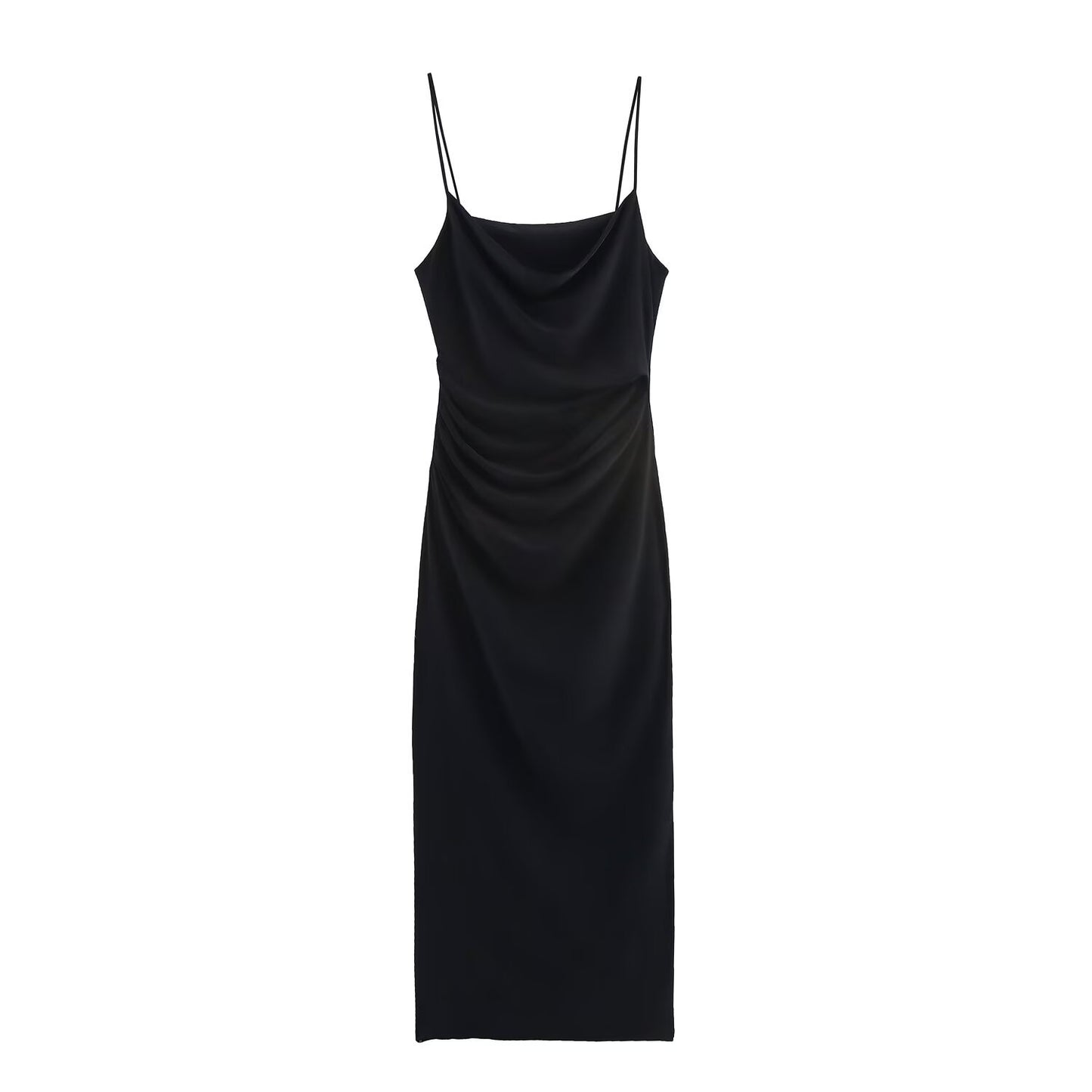 Wrinkled decorative camisole wrapped hip dress for women