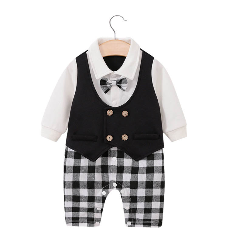 Childrens jumpsuit, babys one year old romper, long sleeved newborn hundred day gentlemanly suit, childrens clothin