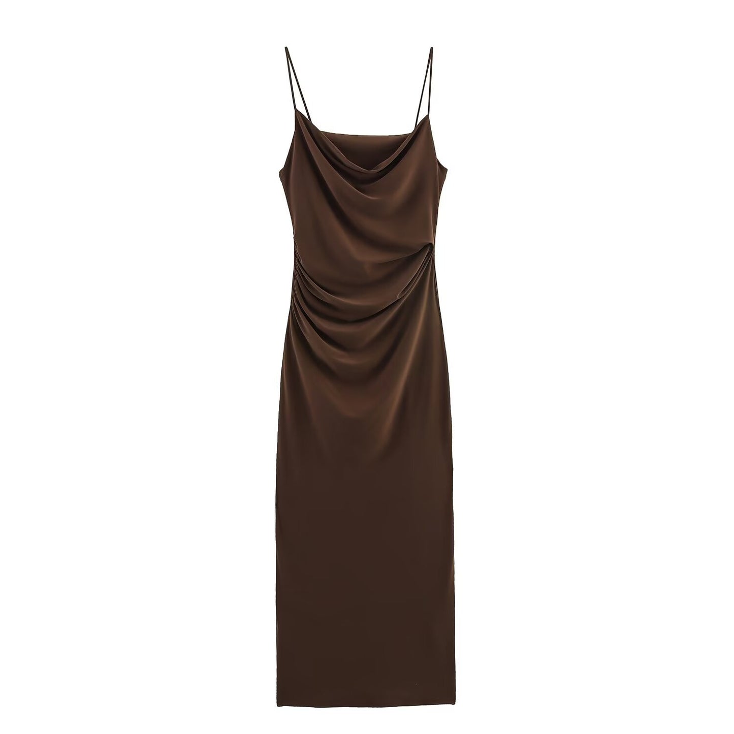 Wrinkled decorative camisole wrapped hip dress for women