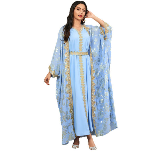Women's Two-piece Cardigan Long Robe and Long Skirt Set