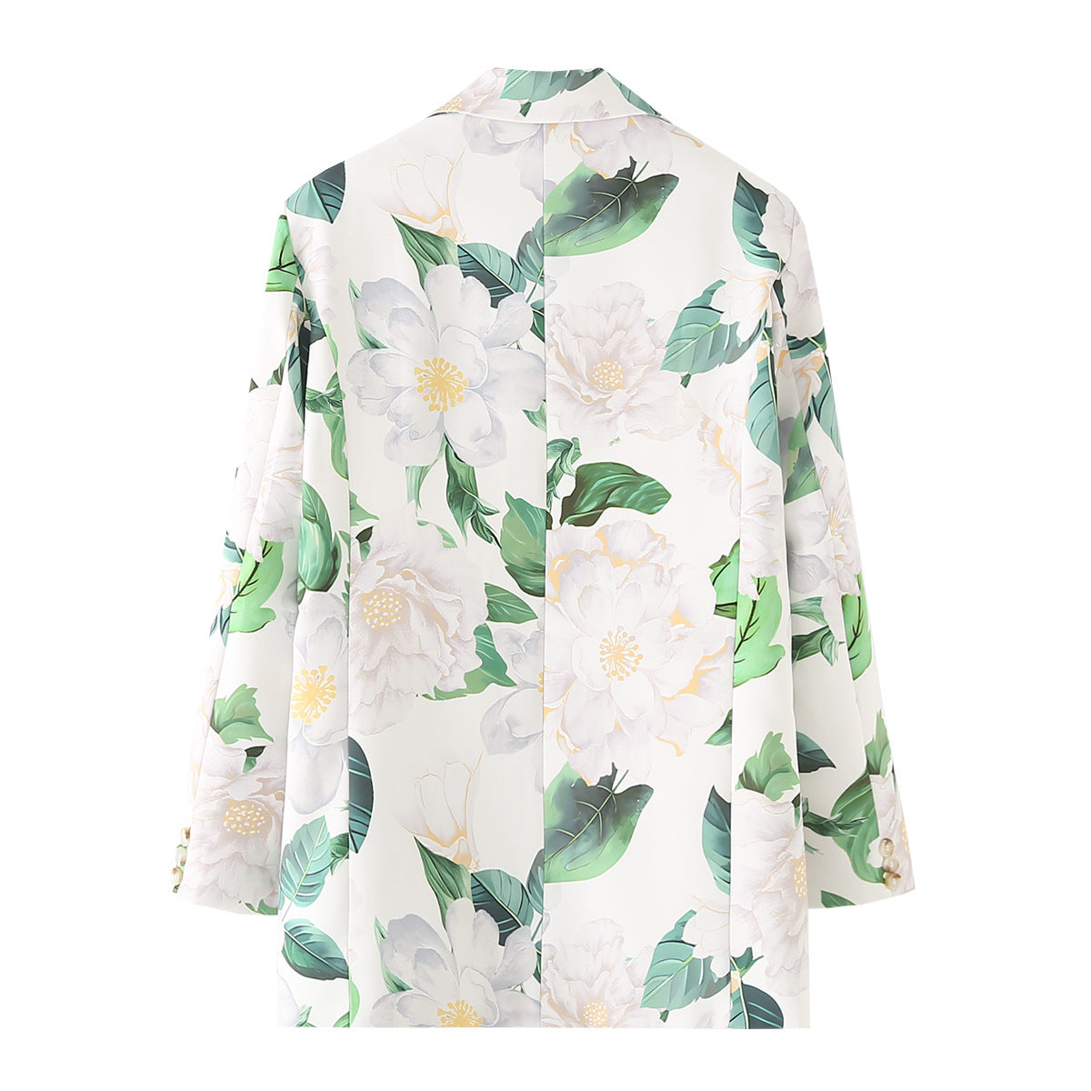 Collar print loose suit jacket for women